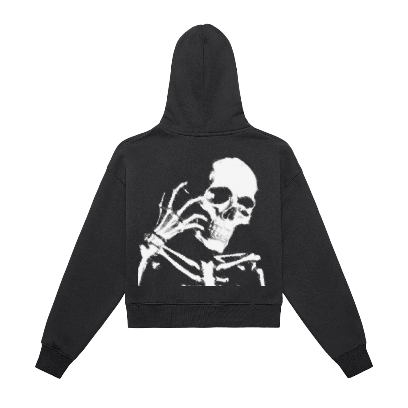 Fleeced Zip-Up Cropped graphic Hoodie